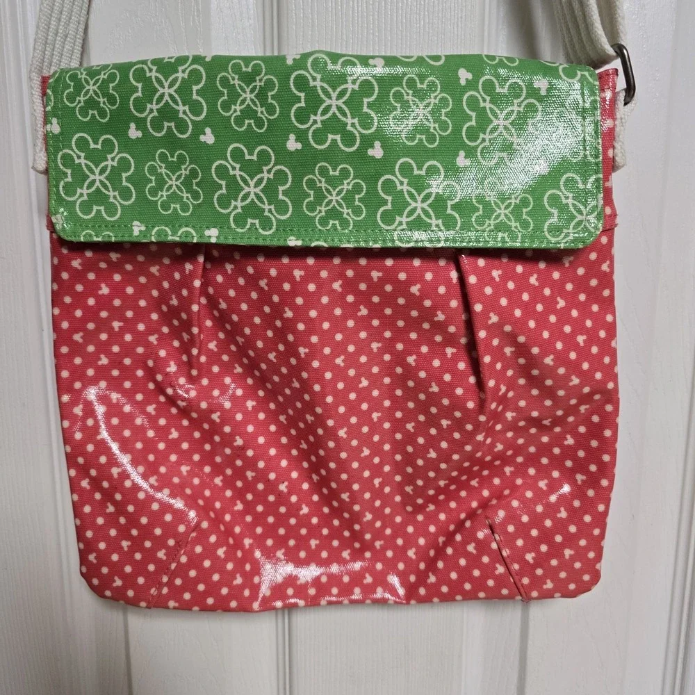 Disney Parks Crossbody Handbag Green & Red Vinyl - Picture 1 of 10